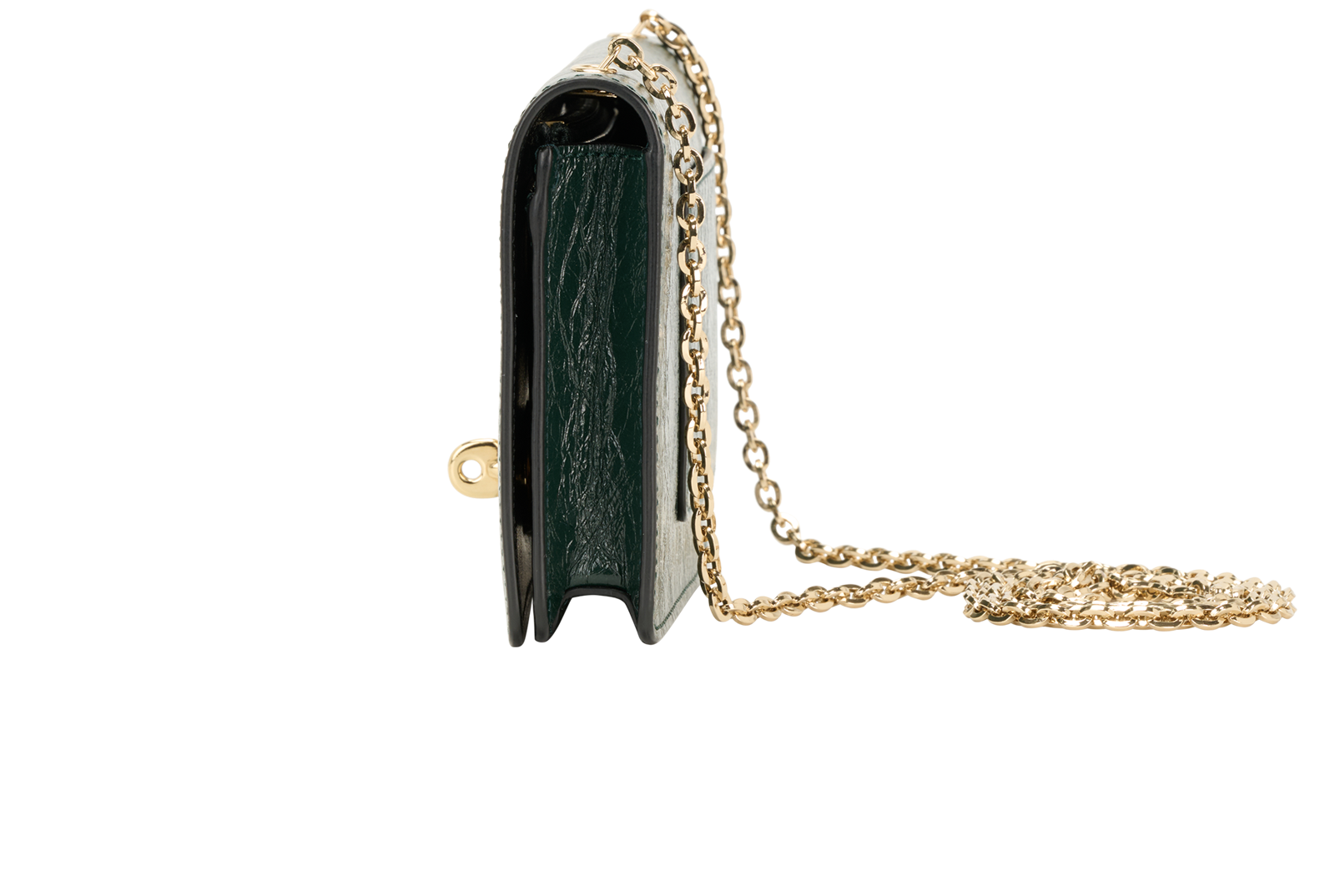 Bayswater Clutch On Chain, &pound;350, Handbags, Green, Patent Leather, Bottom view